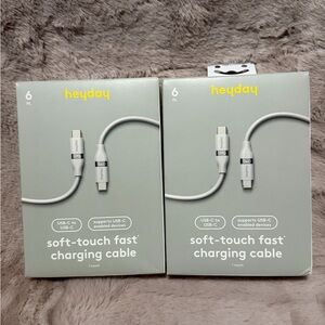 heyday Soft-Touch Fast USB-C Charging Cable — White 2 Pack